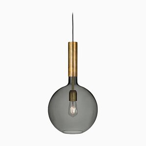 Rosdala Ceiling Lamp in Brass and Smoked Glass by Sabina Grubbeson for Konsthantverk