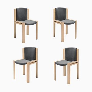 Chairs 300 in Wood and Kvadrat Fabric by Joe Colombo for Karakter, Set of 4