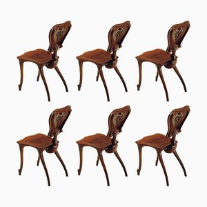 Calvet Chairs in Varnished Oak by Antoni Gaudi, Set of 6