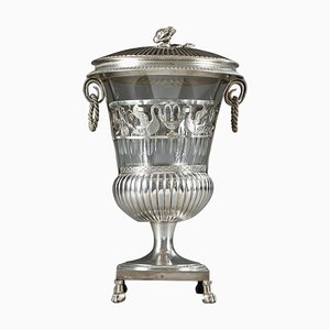 Empire Silver and Crystal Sweetmeat Basket, 1800s