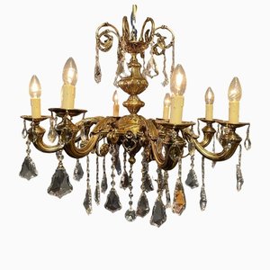 Brass and Crystal 8-Branch Chandelier