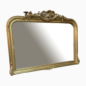 Overmantle Spiegel aus geschnitztem vergoldetem Holz