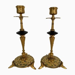 Napoleon III Kerzenhalter aus Bronze, 19. Jh., 2er Set