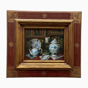 A. Kempendez, Still Life with Chinese Porcelain, 20th Century, Oil on Panel, Framed
