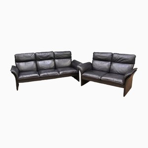 Mid-Century Leather Sofa, 1970s, Set of 2