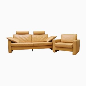 Sofa and Lounge Chair in Leather by Ewald Schilling, Set of 2