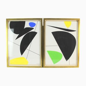 Mercedes Clemente, Abstrakte Kompositionen, Siebdrucke, 2000er, 2er Set