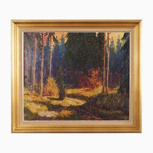 The Autumn Forest, años 60, óleo sobre lienzo, enmarcado