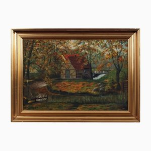 C. May, The Forest Mill, años 70, óleo sobre lienzo, enmarcado