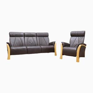 Himolla Cinema Sofa and Armchair in Leather, 2010s, Set of 2