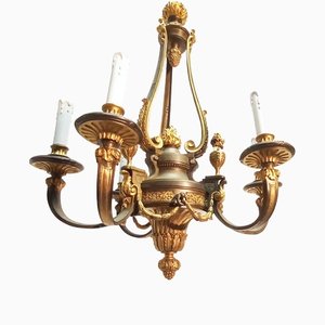 Lámpara de araña estilo Luis XVI de bronce de finales del siglo XIX