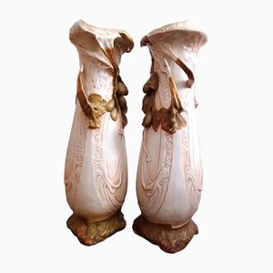 19th Century Art Nouveau Porcelain Vases from Royal Dux Bohemia, Set of 2