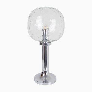 Bubble Glas Tischlampe mit Chrom Teilen, 1970er