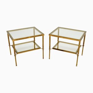 Vintage Brass & Glass Side Tables, 1970s, Set of 2