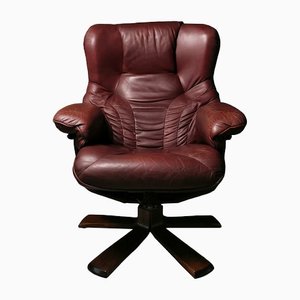 Swedish Swivel Chair in Leather, 1970s