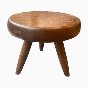 Bas Berger Stool in Mahogany by Charlotte Perriand