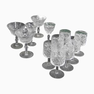 Bicchieri in cristallo, anni '50, set di 12