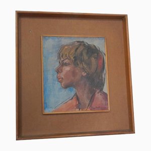 Mina Anselmi, Woman, 1940s, Oil on Plywood, Framed