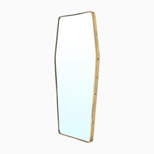 Specchio vintage con cornice in ottone, anni '50