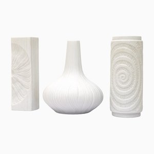 Vases en Céramique Blancs par Martin Freyer pour Rosenthal Studio-Line, 1970s, Set de 3