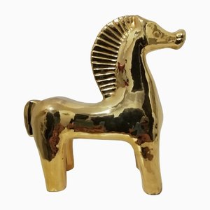 Golden Ceramic Horse by Alvino Bagni for Bitossi, Italy, 1960s