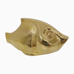 Goldener Keramik Fisch von Alvino Bagni für Bitossi, Italien, 1960er