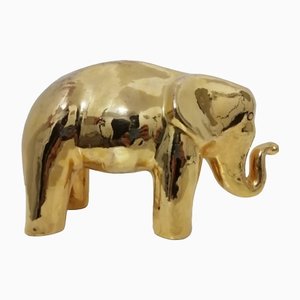 Éléphant en Céramique Dorée par Alvino Bagni pour Bitossi, Italie, 1960s
