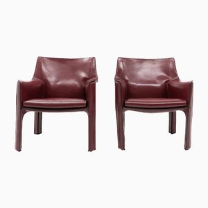 Cab 414 Armchairs by Mario Bellini for Cassina, 1980s, Set of 2