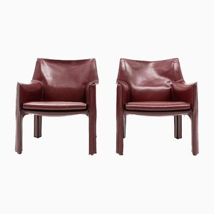 Cab 414 Armchairs by Mario Bellini for Cassina, 1980s, Set of 2