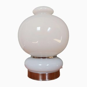 Lámpara era espacial de vidrio opalino blanco, años 70