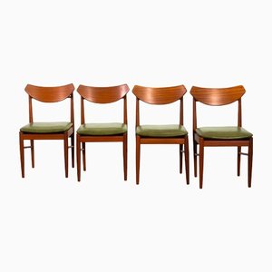 Dutch Dining Chairs in Teak with Olive Green Leatherette Seating from Awa Meubelfabriek, 1960s, Set of 4