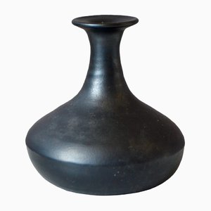 Vintage Vase aus schwarzer Keramik