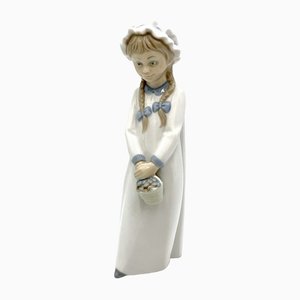 Figura de niña con trenzas de porcelana de Zaphir Lladro, España, años 70