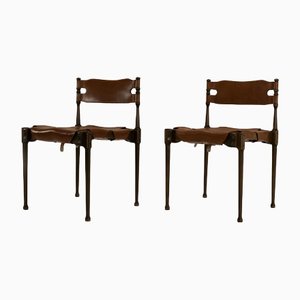 Stained Beech and Leather Montreal Chairs by Otto Frei, Set of 2