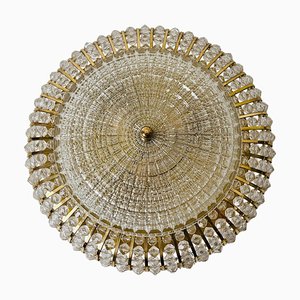 Glass and Brass Flush Mount attributed to Emil Stejnar for Rupert Nikoll, 1960s