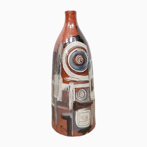 Vase Craquelé Vintage en Perle Irisée en Argile, 1970s