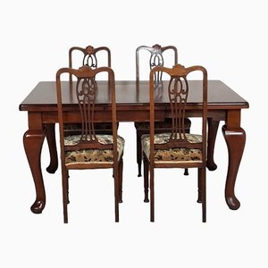 Vintage F106 Dining Table in Mahogany with Four Edwardian Inlaid Chairs