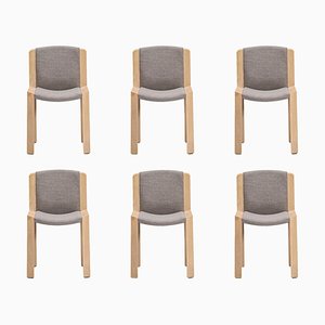 300 Chair in Wood and Kvadrat Fabric by Joe Colombo for Karakter, Set of 6