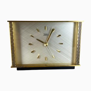 Vintage Modernist Metal Brass Table Clock by Diehl Dilectron, Germany, 1960s