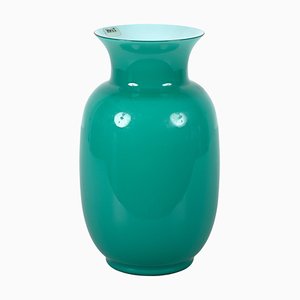 Italienische Mid-Century Vase aus türkisblauem Muranoglas für Venini, 1970er