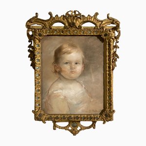 Maria Teresa Fabbricotti, Portrait of Little Girl, Frühes 20. Jh., Pastellzeichnung, Gerahmt