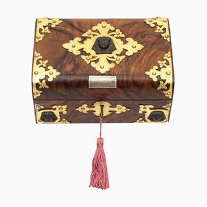 19th Century Victorian Burr Walnut Casket Sewing Box