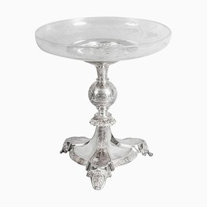 19th Century Silver Plated and Engraved Glass Comport Centrepiece, 1854