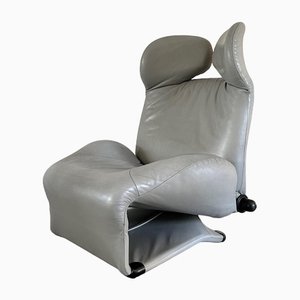 Vintage Wink-Chair in Grey Leather by Toshiyuki Kita
