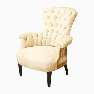 Small French Proportioned Armchair with Buttoned Back