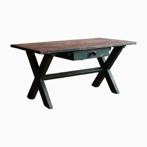 Tavern Table with X Legs in Green