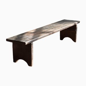 Rustic Bench with Distressed Black Paint