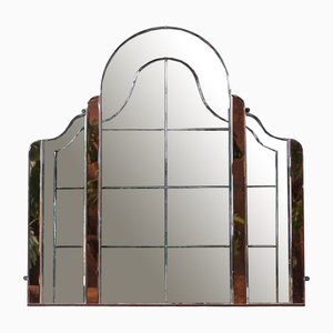 Art Deco Peach Glass Mirror, 1940s
