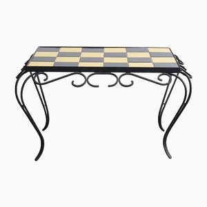 Yellow and Black Chequered Coffee Table, 1980s