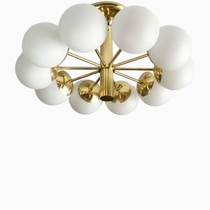 Lampada da soffitto Space Age Mid-Century in ottone di Kaiser Leuchten, Germania, anni '60